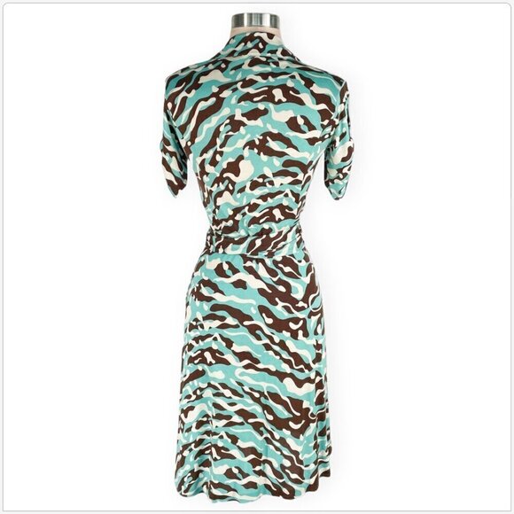 Diane Von Furstenberg Duenne Short Sleeve Revolutionary Jungle Camo Wrap Dress 2 - Picture 5 of 8